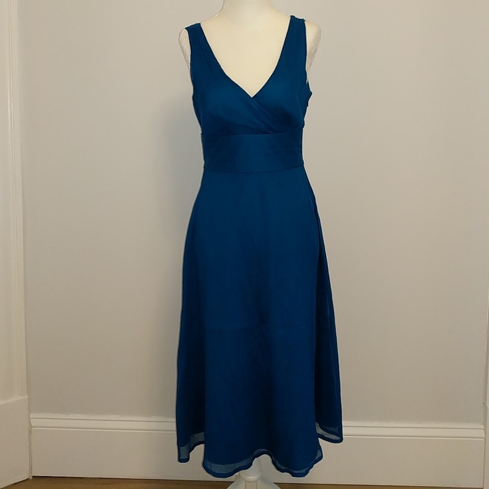 J. Crew | Blue silk V-neck dress